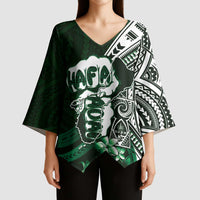 Hafa Adai Guam Discovery Day Kimono Sleeve Blouse Chamorro Latte Stone Hand Green Version