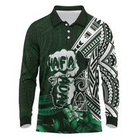 Hafa Adai Guam Discovery Day Long Sleeve Polo Shirt Chamorro Latte Stone Hand Green Version