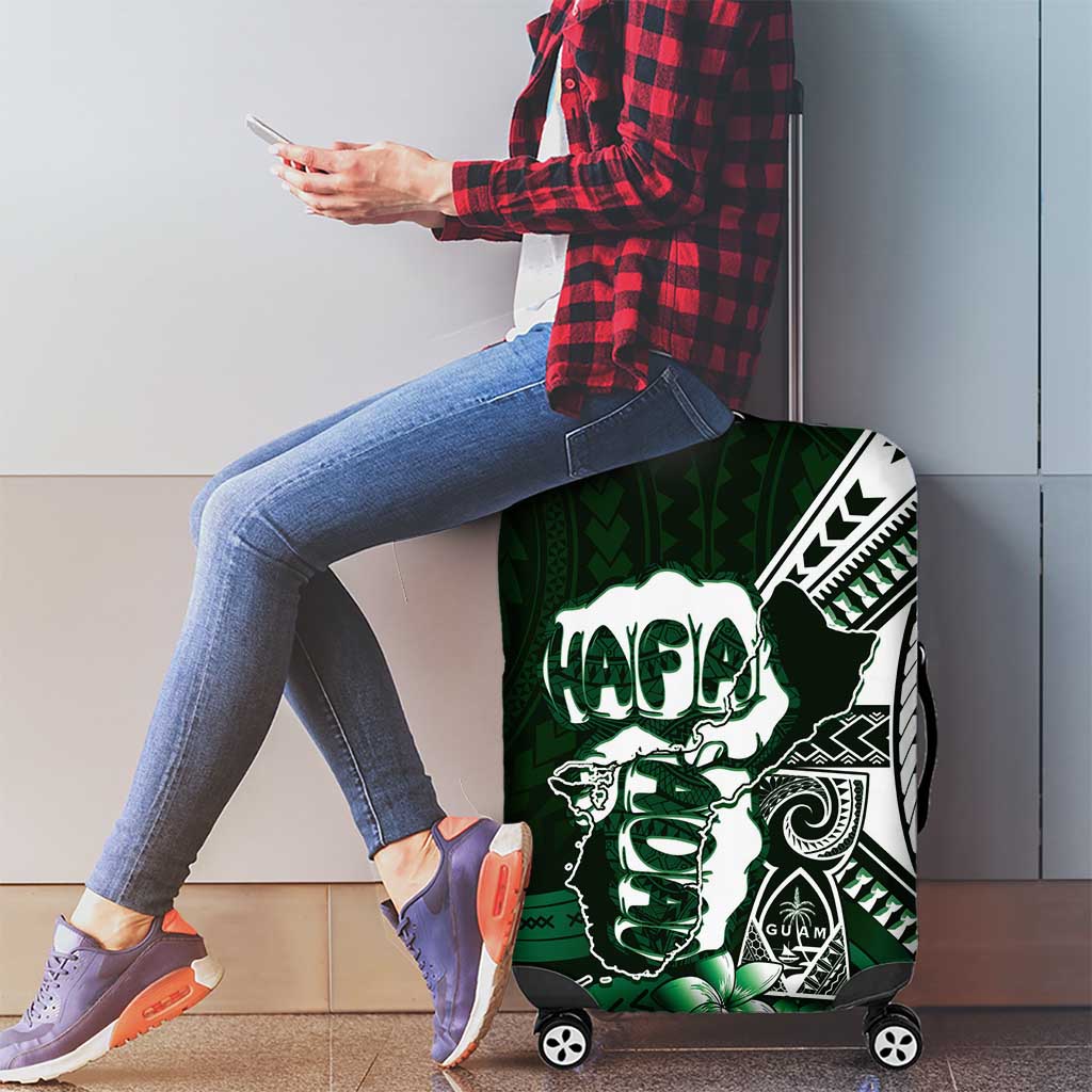 Hafa Adai Guam Discovery Day Luggage Cover Chamorro Latte Stone Hand Green Version