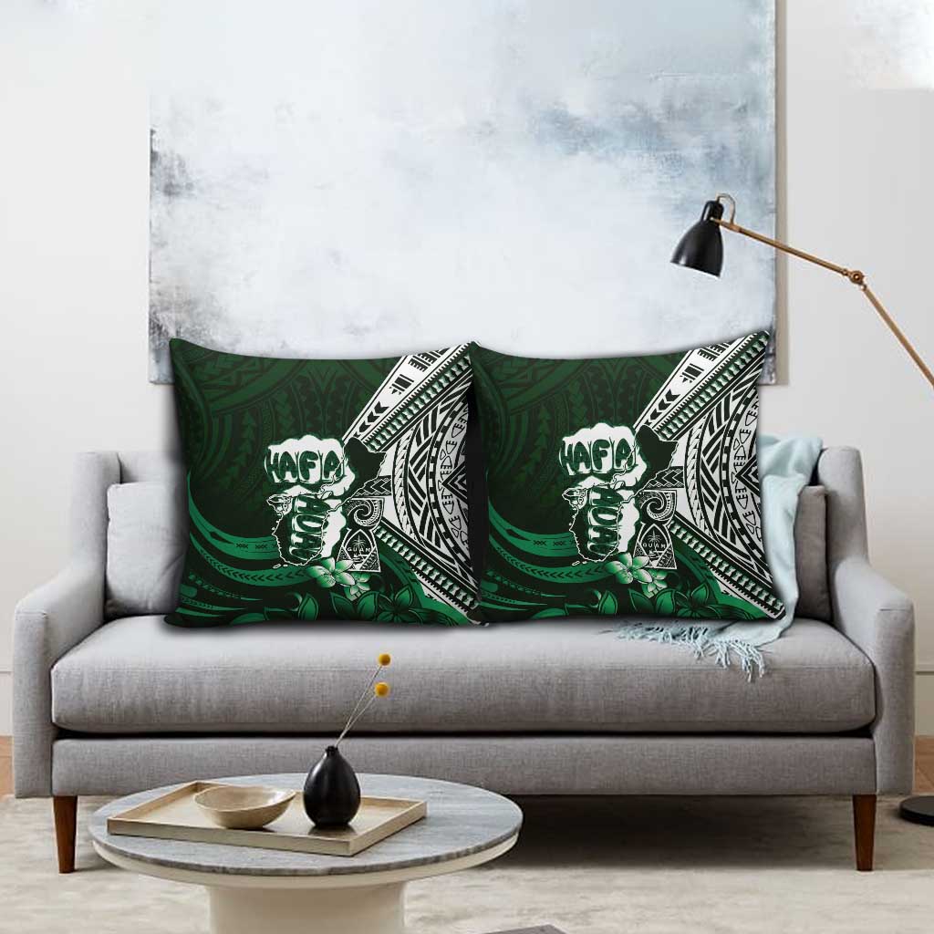 Hafa Adai Guam Discovery Day Pillow Cover Chamorro Latte Stone Hand Green Version
