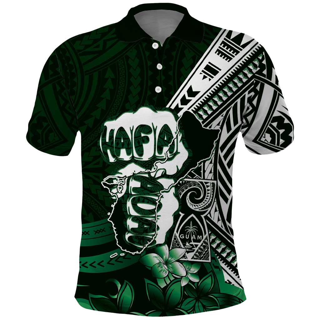 Hafa Adai Guam Discovery Day Polo Shirt Chamorro Latte Stone Hand Green Version
