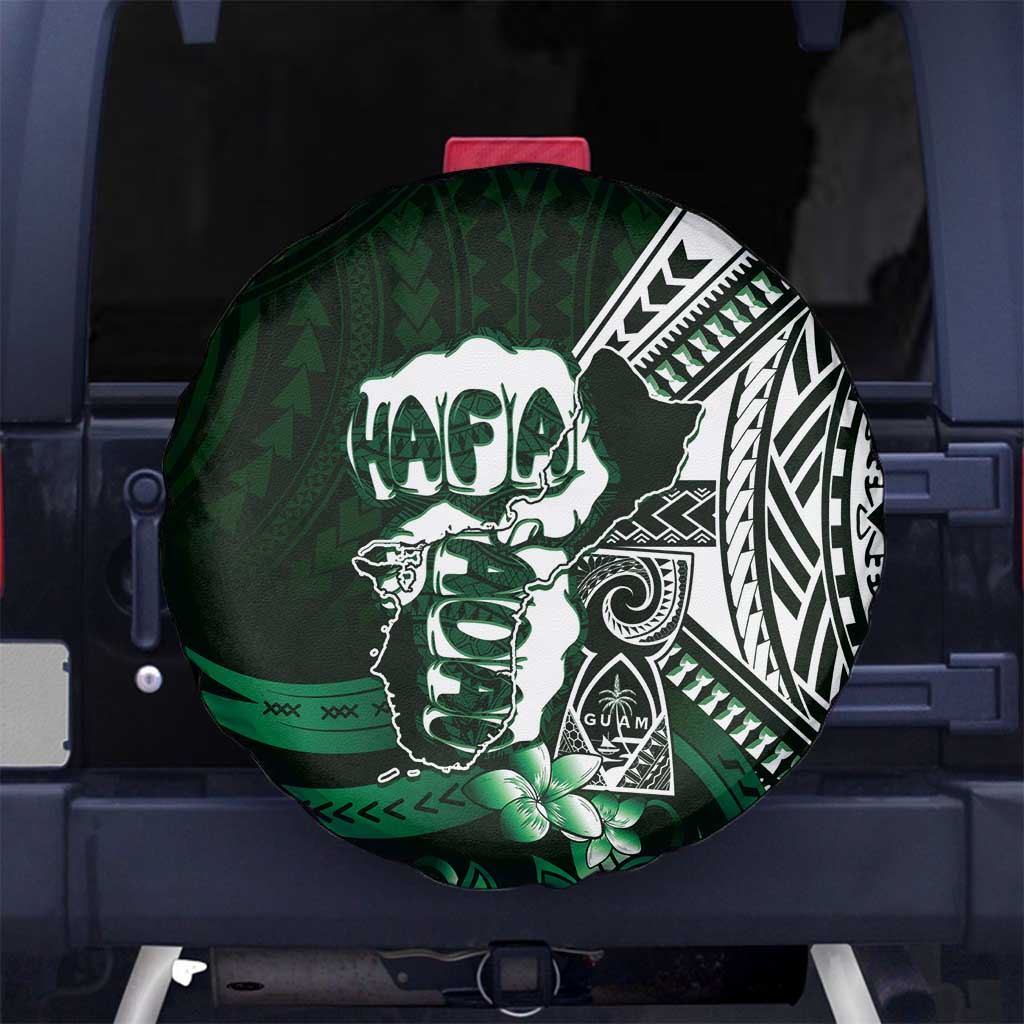 Hafa Adai Guam Discovery Day Spare Tire Cover Chamorro Latte Stone Hand Green Version