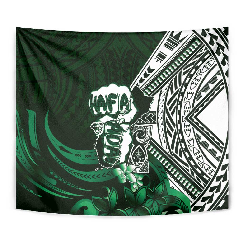 Hafa Adai Guam Discovery Day Tapestry Chamorro Latte Stone Hand Green Version
