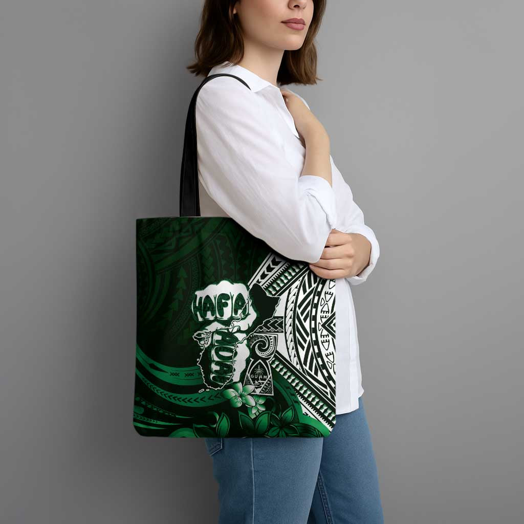 Hafa Adai Guam Discovery Day Tote Bag Chamorro Latte Stone Hand Green Version