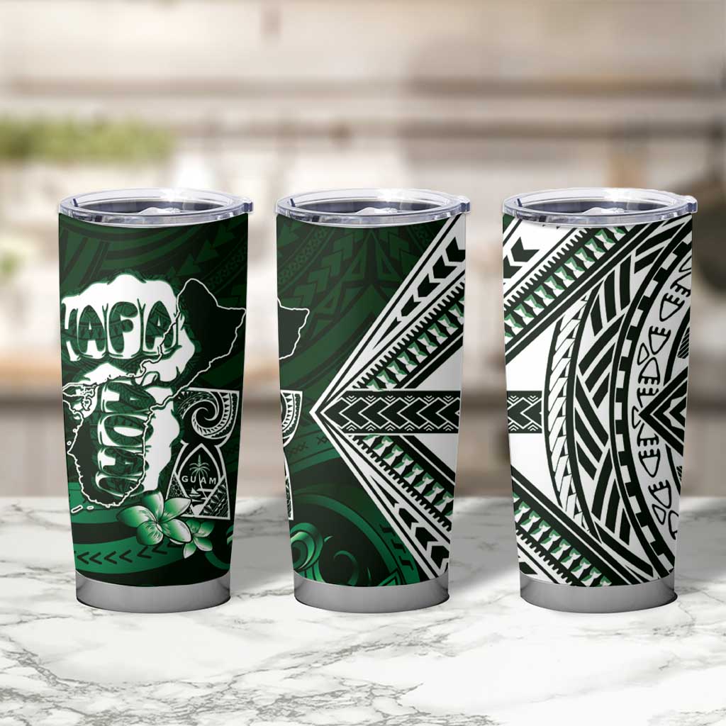 Hafa Adai Guam Discovery Day Tumbler Cup Chamorro Latte Stone Hand Green Version