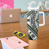 Hafa Adai Guam Discovery Day Tumbler With Handle Chamorro Latte Stone Hand Green Version