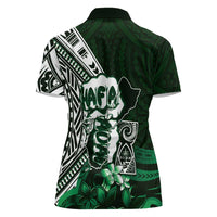 Hafa Adai Guam Discovery Day Women Polo Shirt Chamorro Latte Stone Hand Green Version