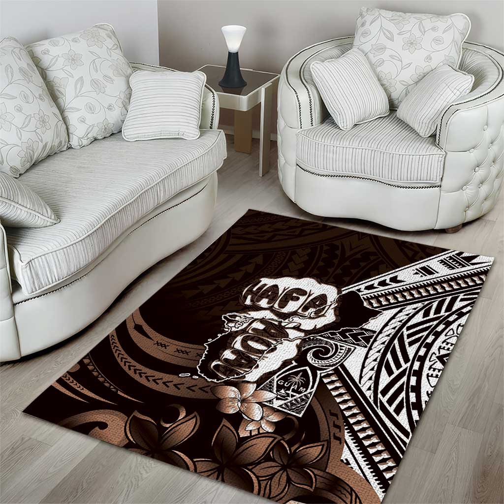 Hafa Adai Guam Discovery Day Area Rug Chamorro Latte Stone Hand Brown Version