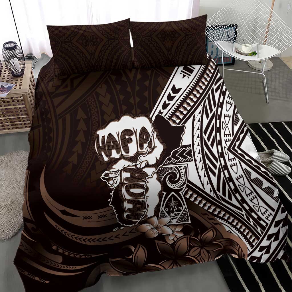 Hafa Adai Guam Discovery Day Bedding Set Chamorro Latte Stone Hand Brown Version