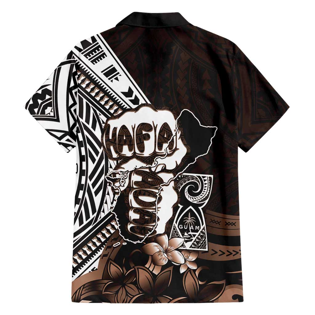 Hafa Adai Guam Discovery Day Family Matching Long Sleeve Bodycon Dress and Hawaiian Shirt Chamorro Latte Stone Hand Brown Version LT14 - Polynesian Pride