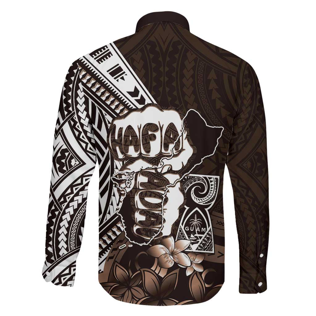 Hafa Adai Guam Discovery Day Family Matching Summer Maxi Dress and Hawaiian Shirt Chamorro Latte Stone Hand Brown Version LT14 - Polynesian Pride