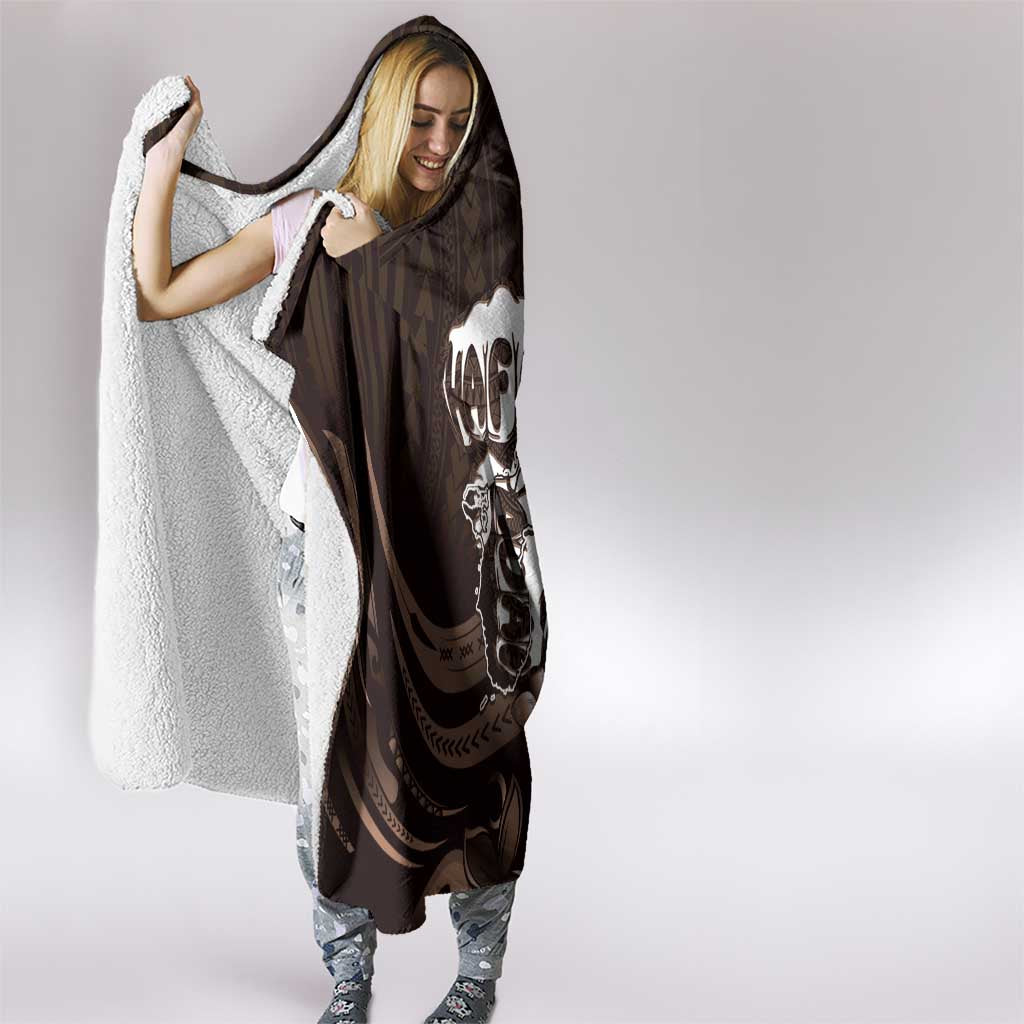 Hafa Adai Guam Discovery Day Hooded Blanket Chamorro Latte Stone Hand Brown Version