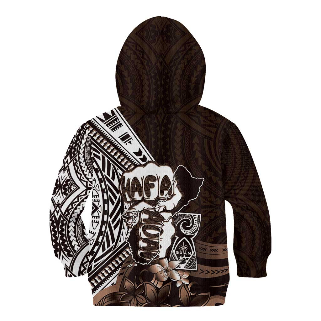 Hafa Adai Guam Discovery Day Kid Hoodie Chamorro Latte Stone Hand Brown Version
