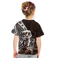 Hafa Adai Guam Discovery Day Kid T Shirt Chamorro Latte Stone Hand Brown Version