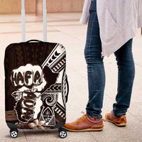 Hafa Adai Guam Discovery Day Luggage Cover Chamorro Latte Stone Hand Brown Version LT14 Brown - Polynesian Pride