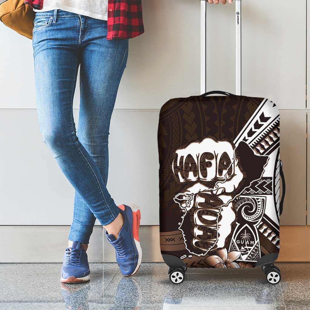 Hafa Adai Guam Discovery Day Luggage Cover Chamorro Latte Stone Hand Brown Version LT14 - Polynesian Pride