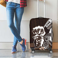 Hafa Adai Guam Discovery Day Luggage Cover Chamorro Latte Stone Hand Brown Version LT14 - Polynesian Pride