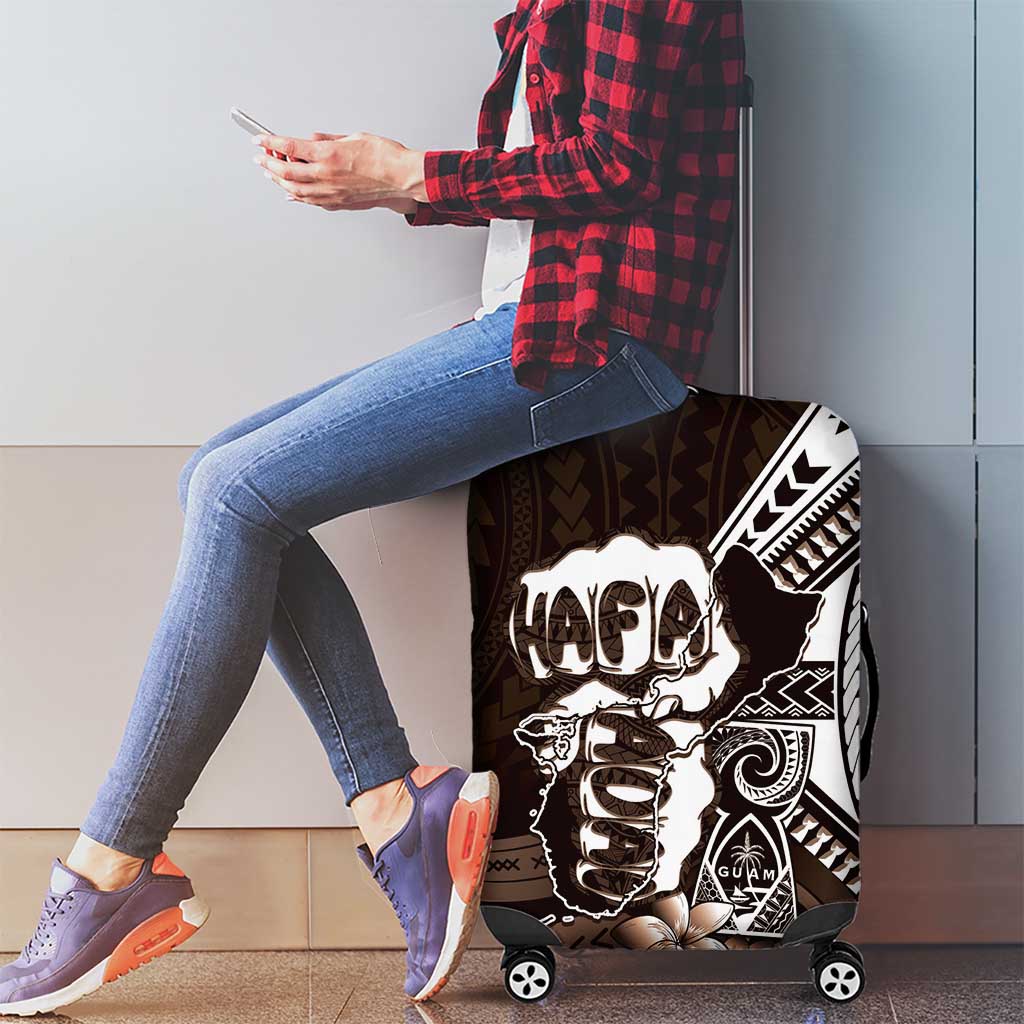 Hafa Adai Guam Discovery Day Luggage Cover Chamorro Latte Stone Hand Brown Version LT14 - Polynesian Pride