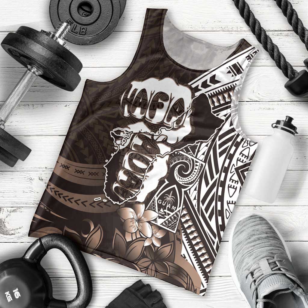 Hafa Adai Guam Discovery Day Men Tank Top Chamorro Latte Stone Hand Brown Version