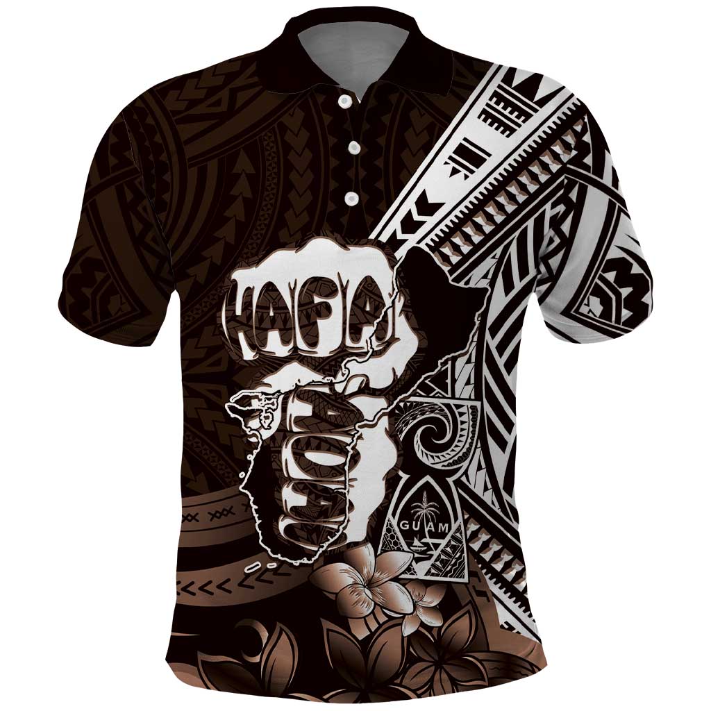 Hafa Adai Guam Discovery Day Polo Shirt Chamorro Latte Stone Hand Brown Version LT14 Brown - Polynesian Pride
