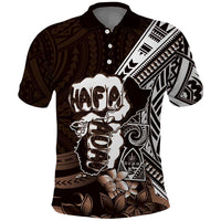 Hafa Adai Guam Discovery Day Polo Shirt Chamorro Latte Stone Hand Brown Version LT14 Brown - Polynesian Pride
