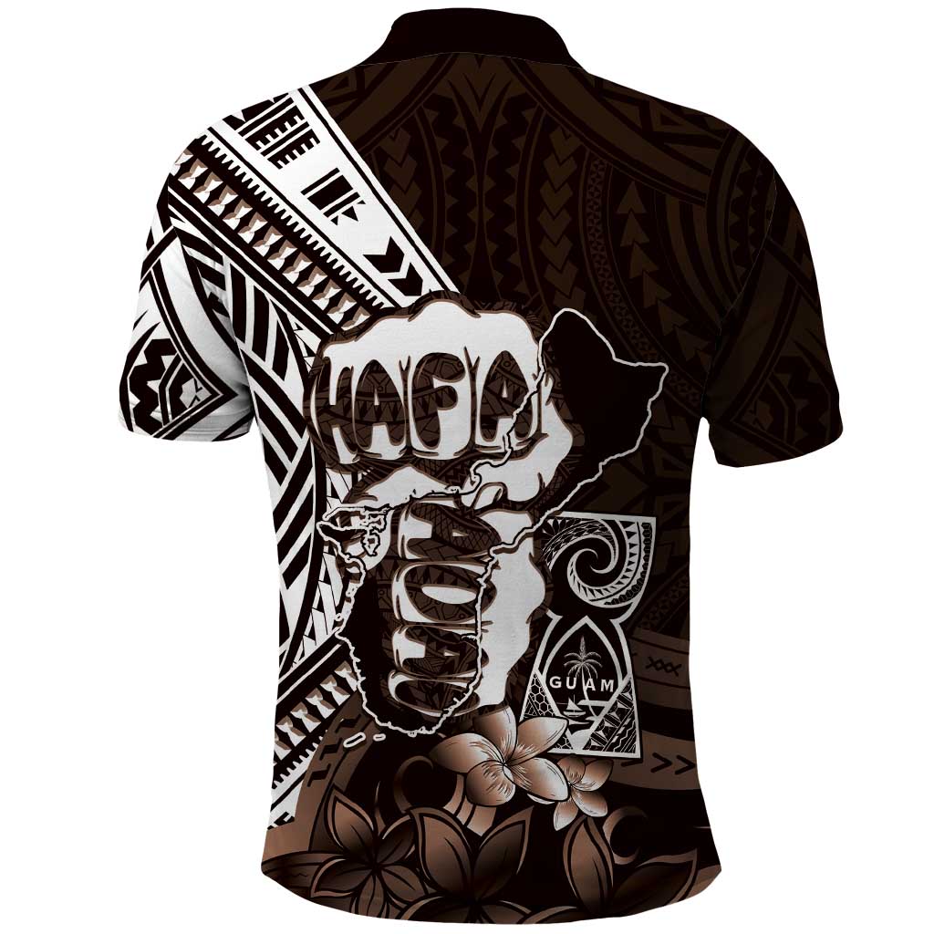 Hafa Adai Guam Discovery Day Polo Shirt Chamorro Latte Stone Hand Brown Version LT14 - Polynesian Pride
