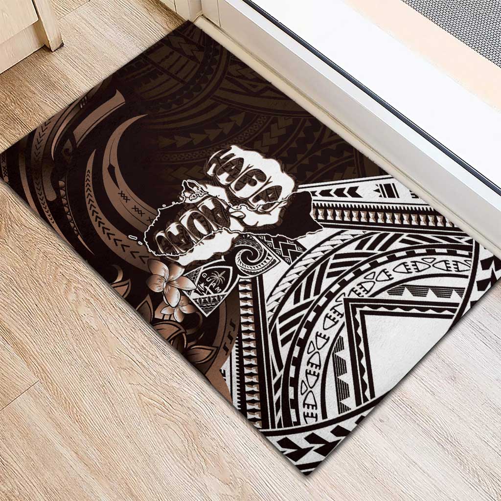 Hafa Adai Guam Discovery Day Rubber Doormat Chamorro Latte Stone Hand Brown Version