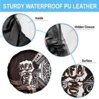 Hafa Adai Guam Discovery Day Spare Tire Cover Chamorro Latte Stone Hand Brown Version