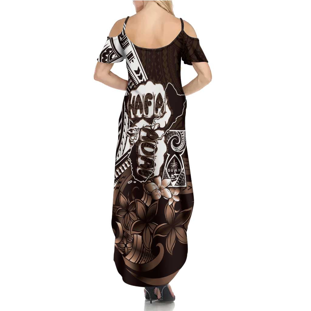 Hafa Adai Guam Discovery Day Summer Maxi Dress Chamorro Latte Stone Hand Brown Version