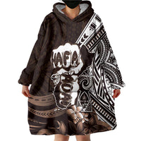Hafa Adai Guam Discovery Day Wearable Blanket Hoodie Chamorro Latte Stone Hand Brown Version