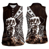 Hafa Adai Guam Discovery Day Women Sleeveless Polo Shirt Chamorro Latte Stone Hand Brown Version