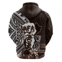Hafa Adai Guam Discovery Day Zip Hoodie Chamorro Latte Stone Hand Brown Version LT14 - Polynesian Pride