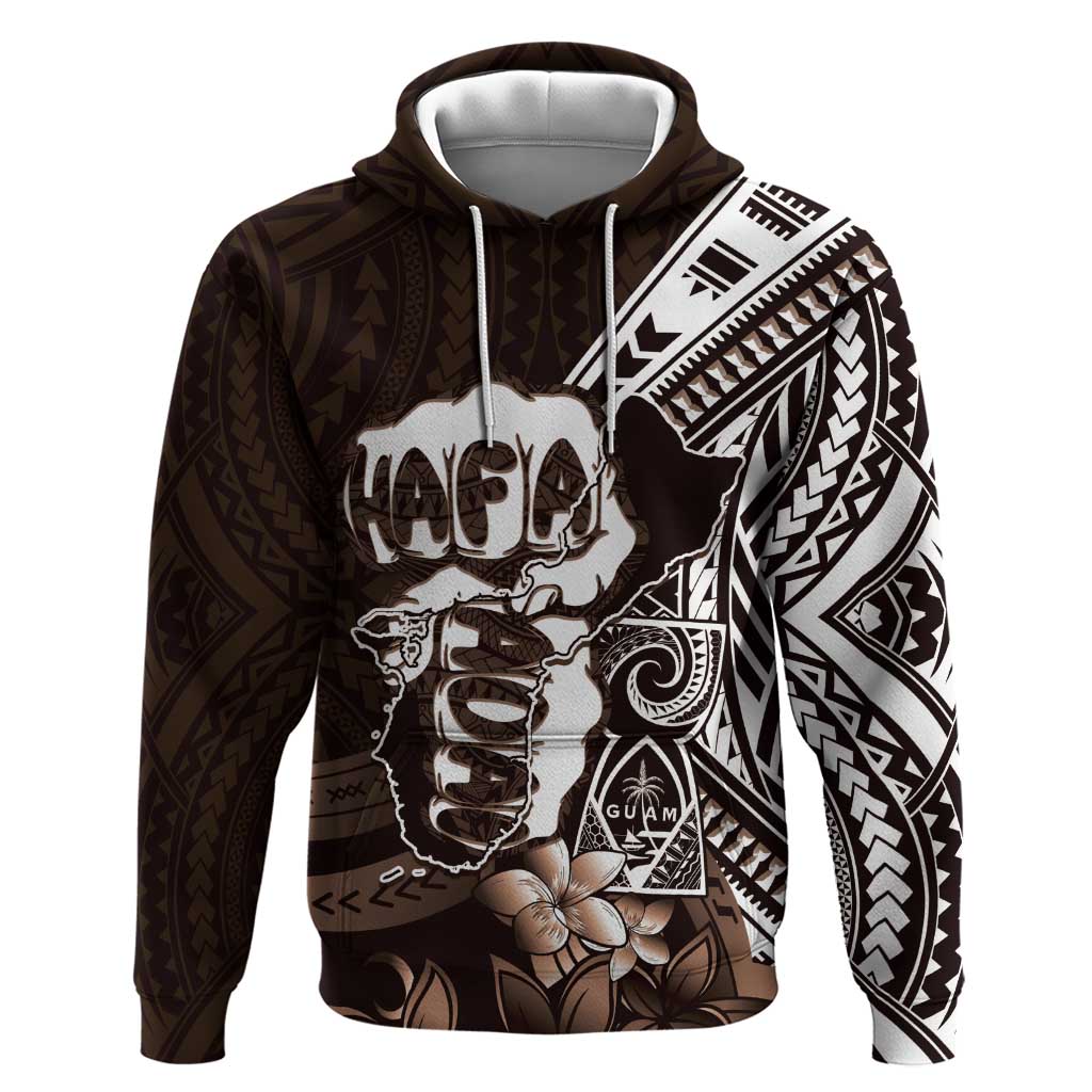 Hafa Adai Guam Discovery Day Zip Hoodie Chamorro Latte Stone Hand Brown Version LT14 Pullover Hoodie Brown - Polynesian Pride