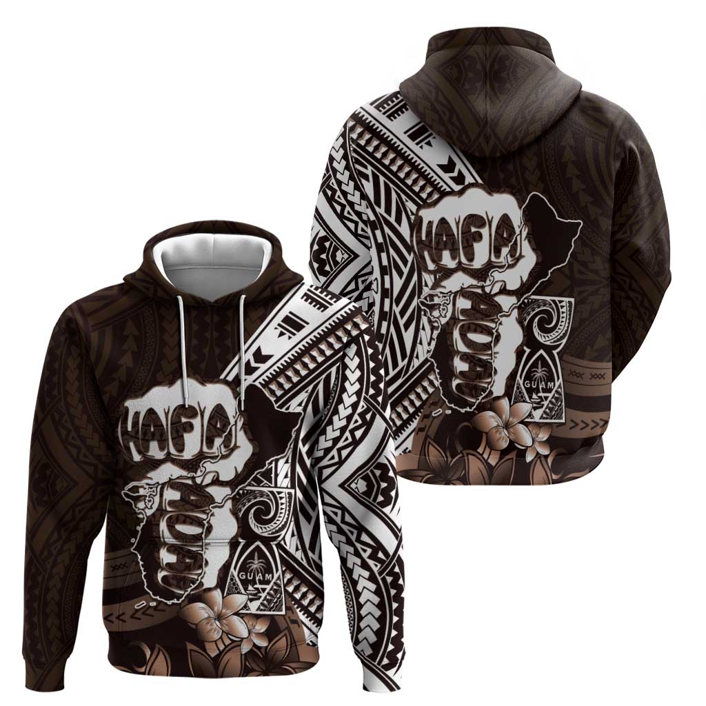Hafa Adai Guam Discovery Day Zip Hoodie Chamorro Latte Stone Hand Brown Version LT14 - Polynesian Pride