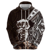 Hafa Adai Guam Discovery Day Zip Hoodie Chamorro Latte Stone Hand Brown Version LT14 - Polynesian Pride