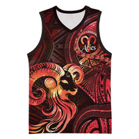 Personalised Polynesia Zodiac Aries Basketball Jersey Galaxy Polynesian Pattern Chest Tattoo Style