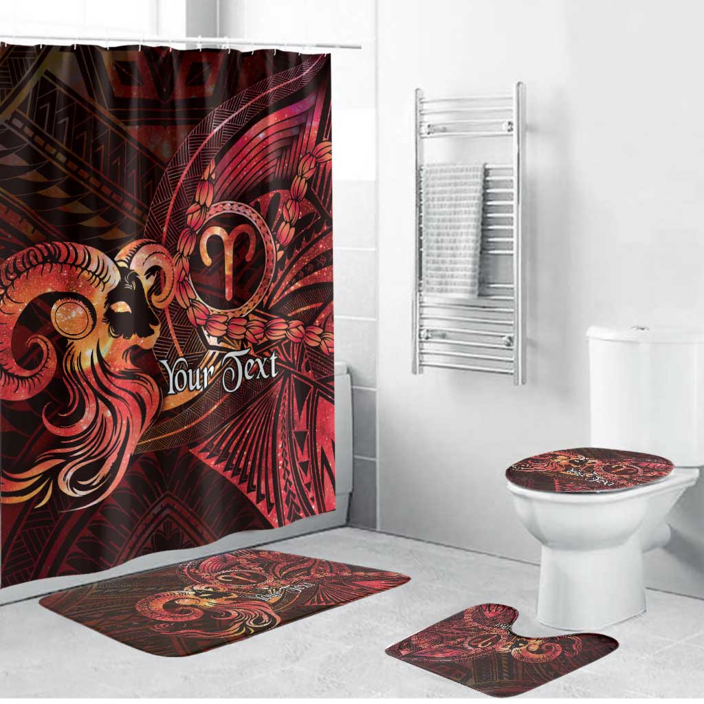Personalised Polynesia Zodiac Aries Bathroom Set Galaxy Polynesian Pattern Chest Tattoo Style