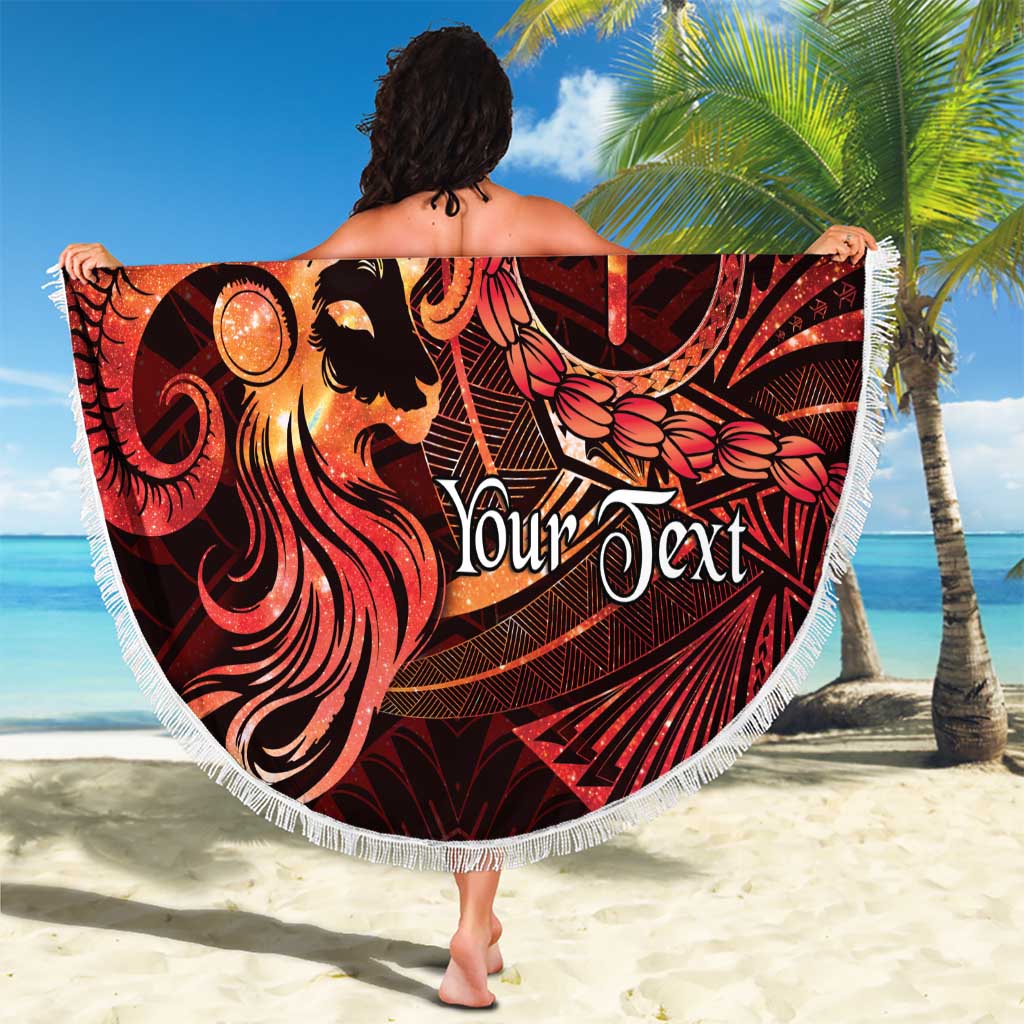 Personalised Polynesia Zodiac Aries Beach Blanket Galaxy Polynesian Pattern Chest Tattoo Style