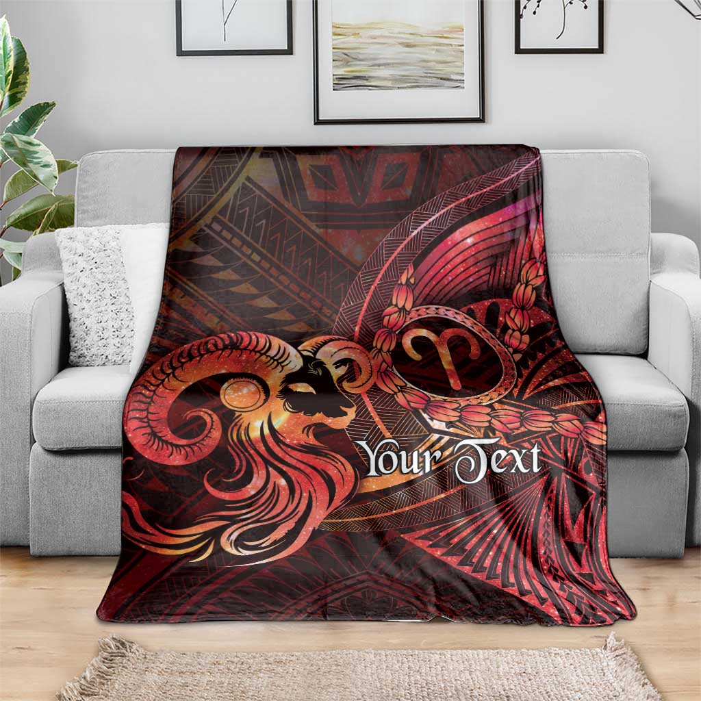 Personalised Polynesia Zodiac Aries Blanket Galaxy Polynesian Pattern Chest Tattoo Style
