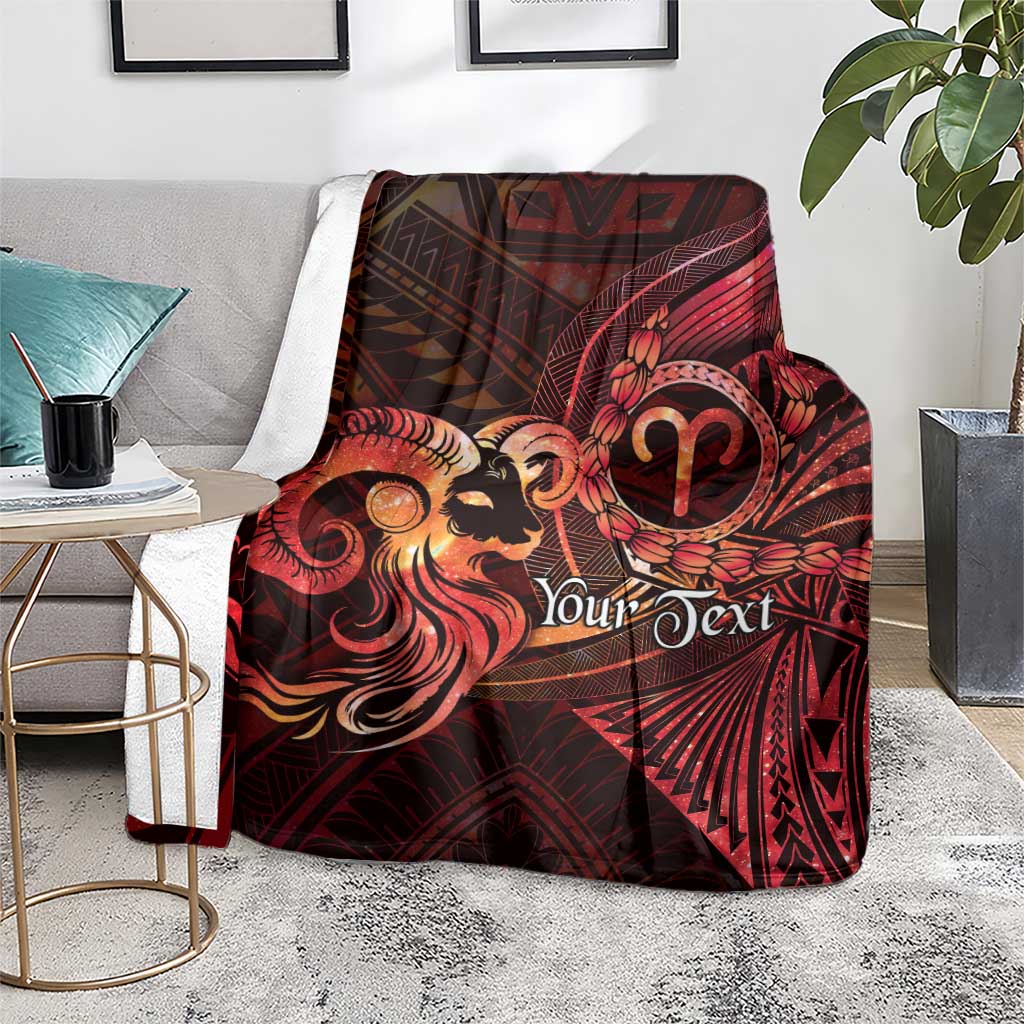 Personalised Polynesia Zodiac Aries Blanket Galaxy Polynesian Pattern Chest Tattoo Style