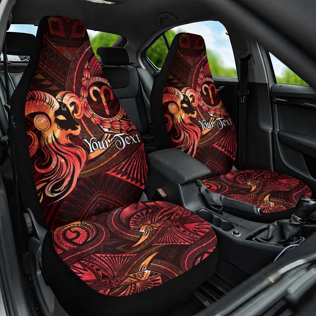 Personalised Polynesia Zodiac Aries Car Seat Cover Galaxy Polynesian Pattern Chest Tattoo Style LT14 One Size Red - Polynesian Pride