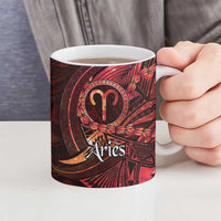 Personalised Polynesia Zodiac Aries Ceramic Mug Galaxy Polynesian Pattern Chest Tattoo Style