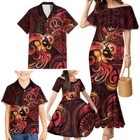 Personalised Polynesia Zodiac Aries Family Matching Mermaid Dress and Hawaiian Shirt Galaxy Polynesian Pattern Chest Tattoo Style LT14 - Polynesian Pride