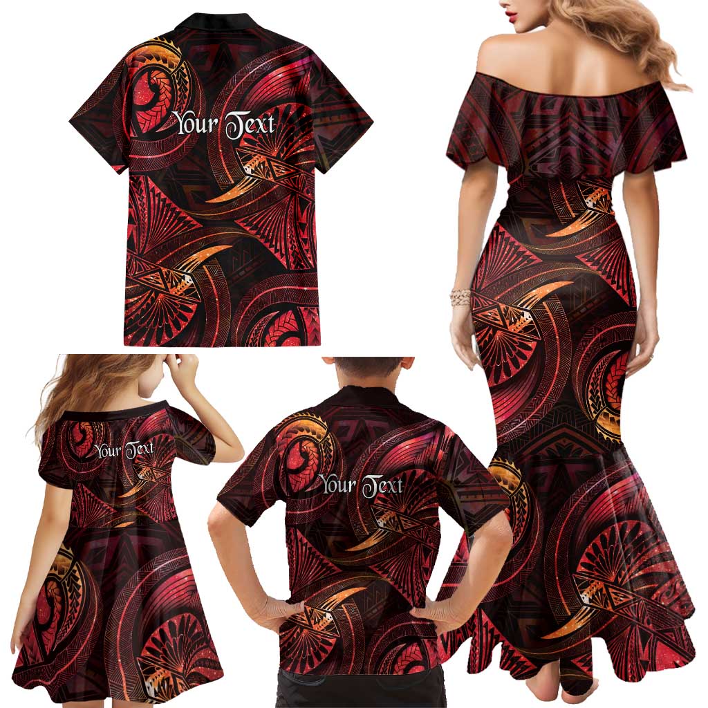 Personalised Polynesia Zodiac Aries Family Matching Mermaid Dress and Hawaiian Shirt Galaxy Polynesian Pattern Chest Tattoo Style LT14 - Polynesian Pride