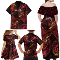 Personalised Polynesia Zodiac Aries Family Matching Off Shoulder Maxi Dress and Hawaiian Shirt Galaxy Polynesian Pattern Chest Tattoo Style LT14 - Polynesian Pride