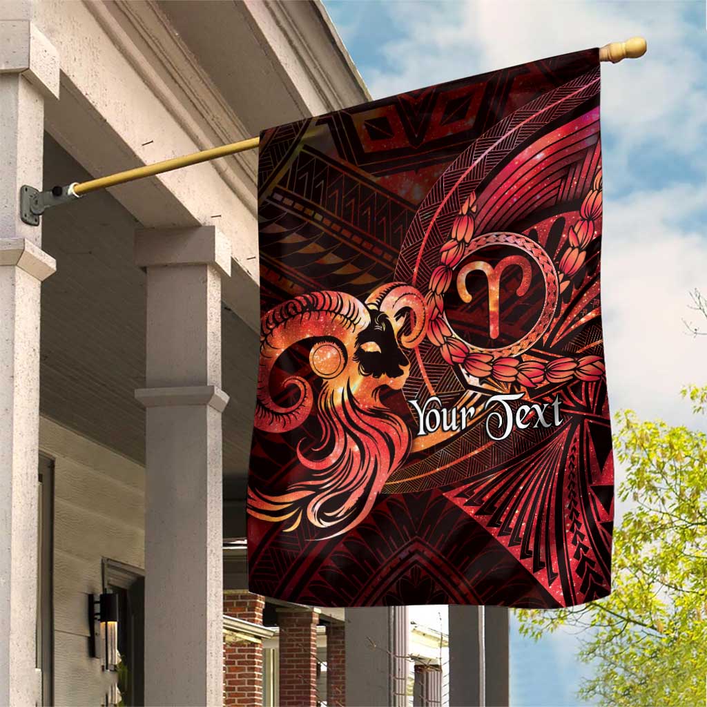 Personalised Polynesia Zodiac Aries Garden Flag Galaxy Polynesian Pattern Chest Tattoo Style