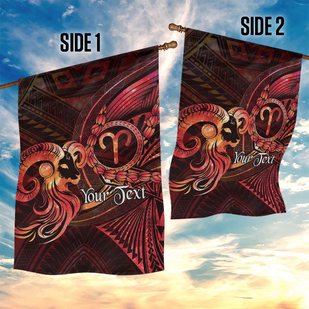 Personalised Polynesia Zodiac Aries Garden Flag Galaxy Polynesian Pattern Chest Tattoo Style