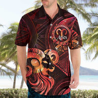 Personalised Polynesia Zodiac Aries Hawaiian Shirt Galaxy Polynesian Pattern Chest Tattoo Style