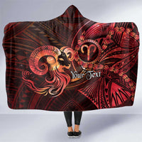 Personalised Polynesia Zodiac Aries Hooded Blanket Galaxy Polynesian Pattern Chest Tattoo Style