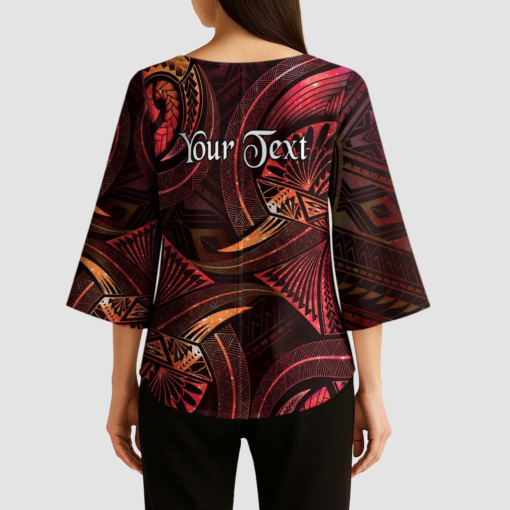 Personalised Polynesia Zodiac Aries Kimono Sleeve Blouse Galaxy Polynesian Pattern Chest Tattoo Style